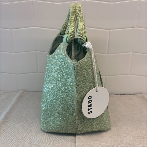 🐢STAUD Beaded Cote Bag - BABY TURTLE - Green and White 🐢 - Picture 5 of 16